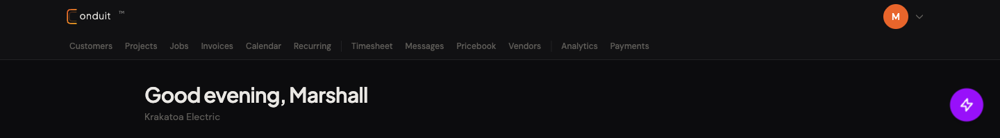 The Conduit top navigation bar